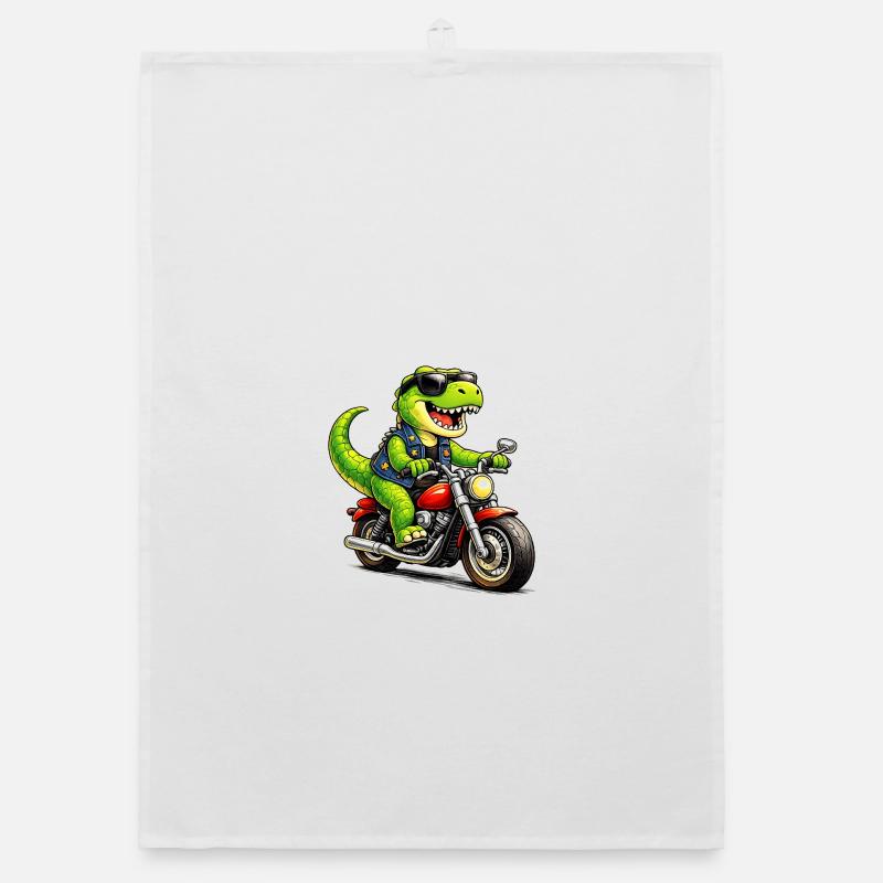 Biker Dinosaur Organic dish towel