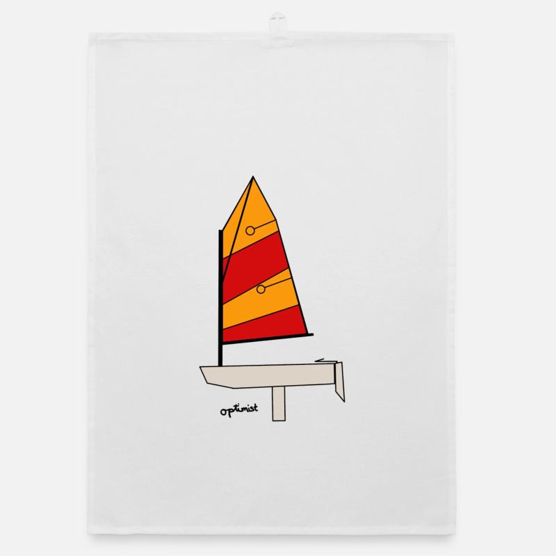 Optimist Segelboot - Organic Geschirrtuch - Weiß