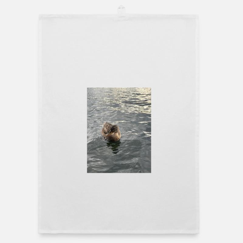 Duck on calm water Organic dish towel