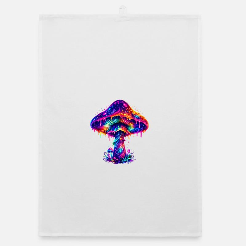 Psychedelischer Regenbogenpilz Organic Geschirrtuch
