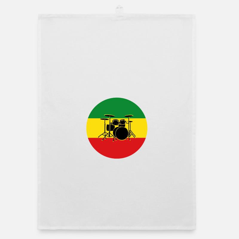 Reggae drums silhouette Organic dish towel
