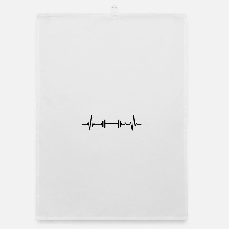 Heartbeat-Design mit Hantel Organic Geschirrtuch