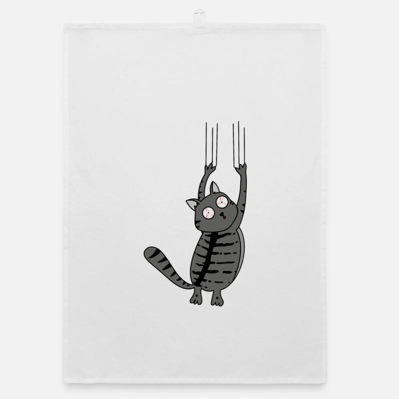Panic Cat Striped Version Organic Geschirrtuch