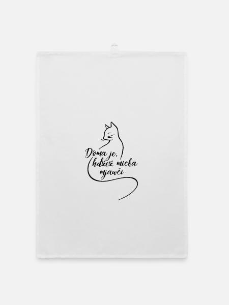 Doma je, hdźež micka mjawči. - Organic dish towel - white - Front