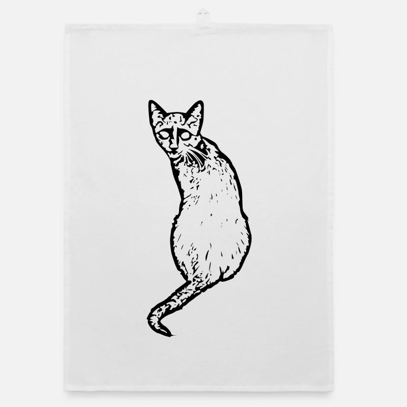 Cat black Organic dish towel