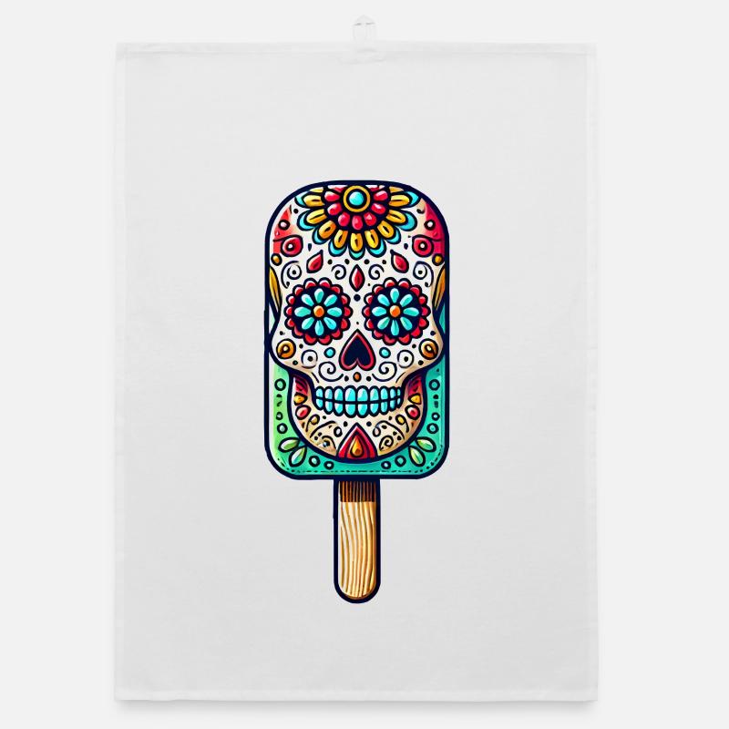 witziges Skull-Eis-Motiv - Día de Muertos Organic Geschirrtuch