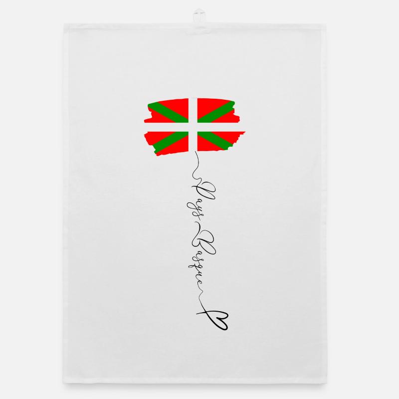 Drapeau Pays Basque Ikurriña Rouge Vert Blanc Torchon bio