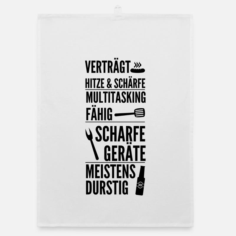 Koch Saying: Withstands Heat & Sharpness Design Organic dish towel