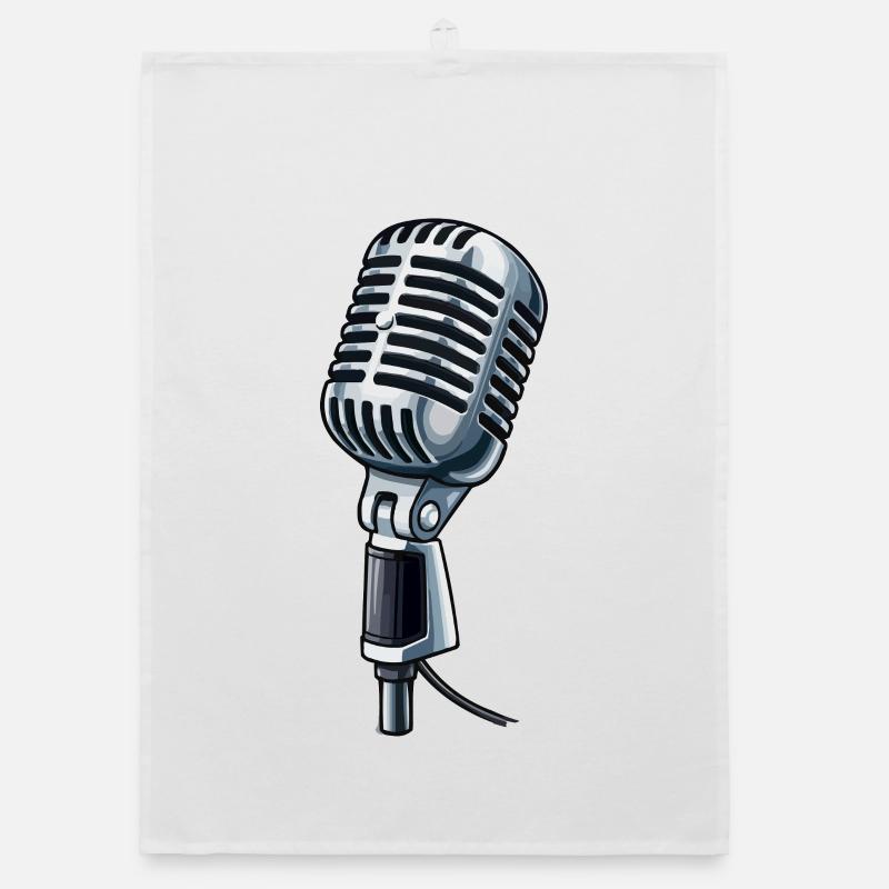 Vintage Microphone Graphic Organic dish towel