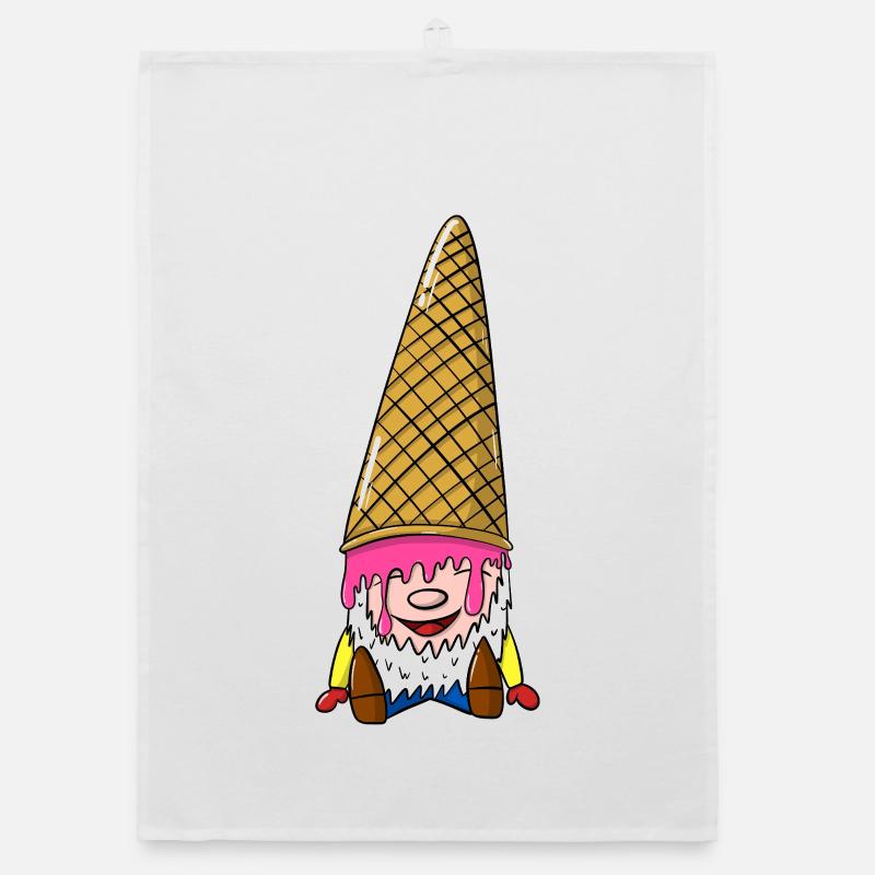 Nain avec un cornet de glace - Gnome avec une glace Torchon bio