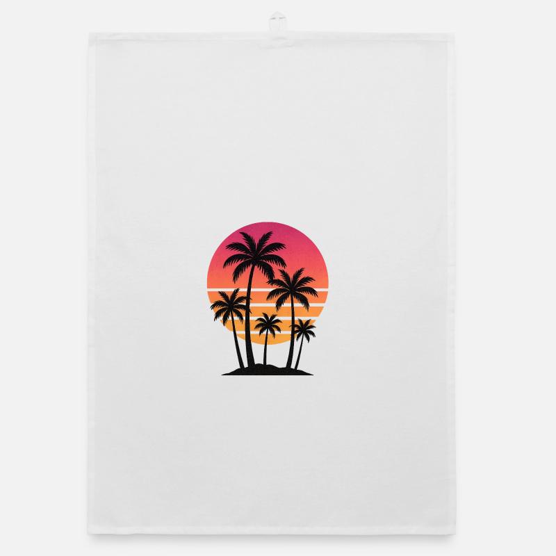 Palm Tree Sunset Organic dish towel