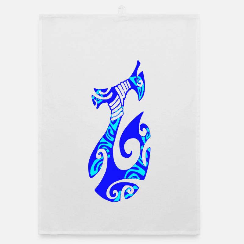 MATAU - Blue (Polynesian hook) Organic dish towel