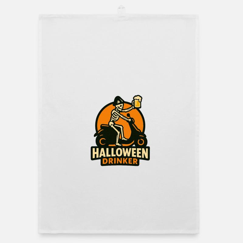 Skelett Trinker Halloween Organic Geschirrtuch