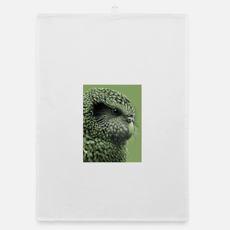 Illustration Kakapo en vert Torchon bio