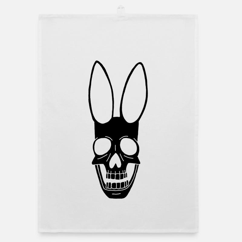 Black Rabbit Skull Organic dish towel