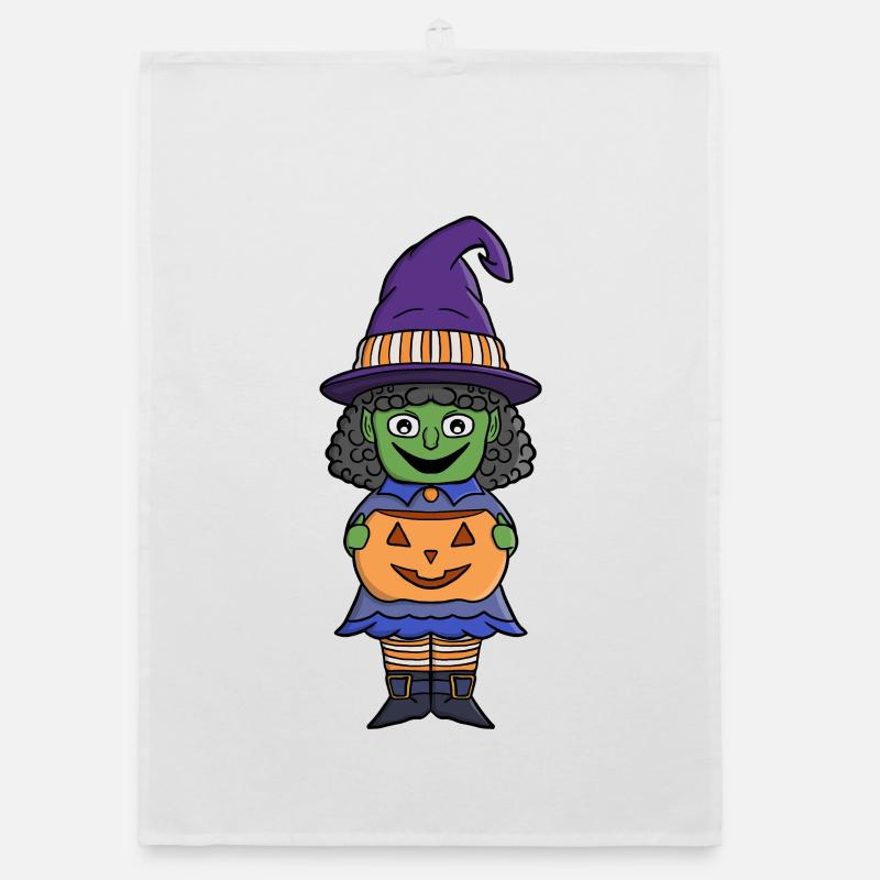 Pumpkin Witch Halloween Organic dish towel