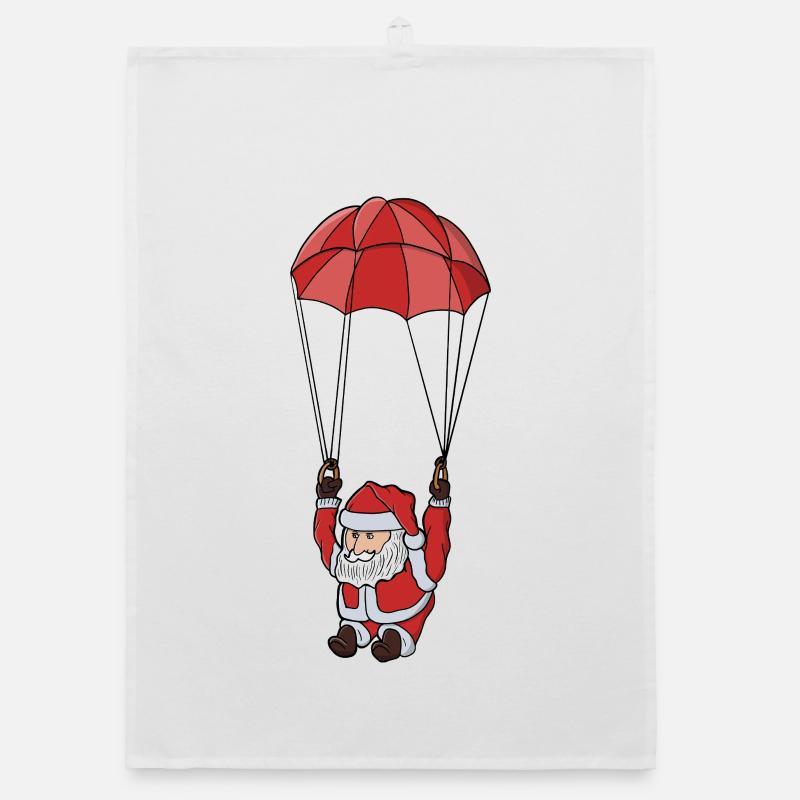 Parachuting Santa Organic dish towel