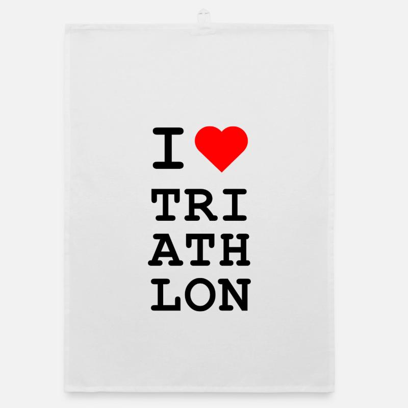 Ich liebe Triathlon - Ikonisches Herz Design - Organic Geschirrtuch - Weiß