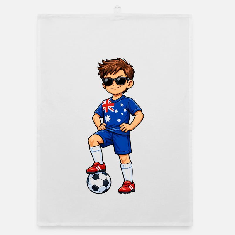 Soccer Boy Australia Fan Australian Flag Organic dish towel