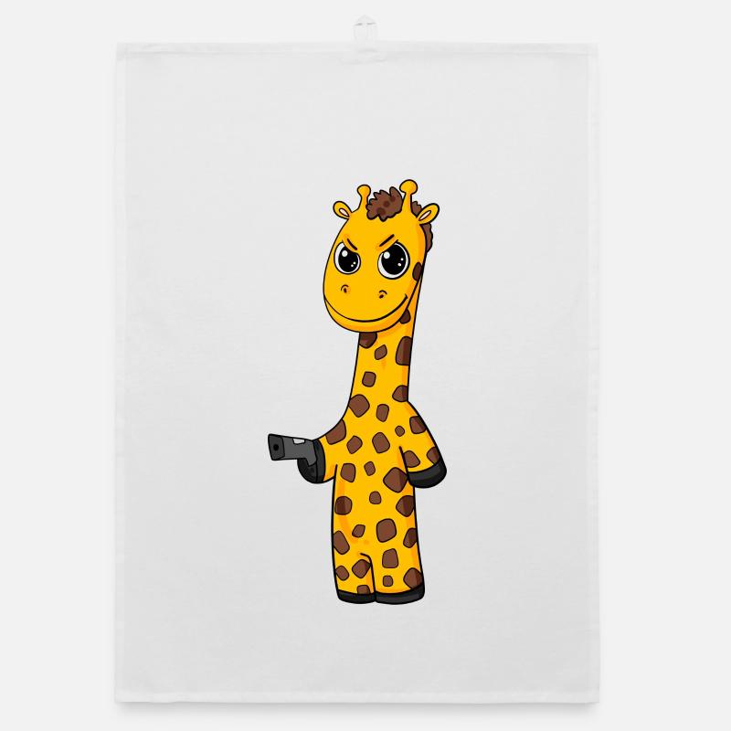 Giraffe mit Pistole Organic Geschirrtuch
