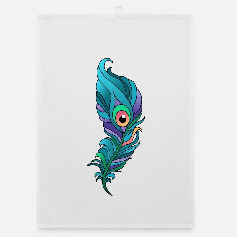 Colorful Peacock Feather Organic dish towel