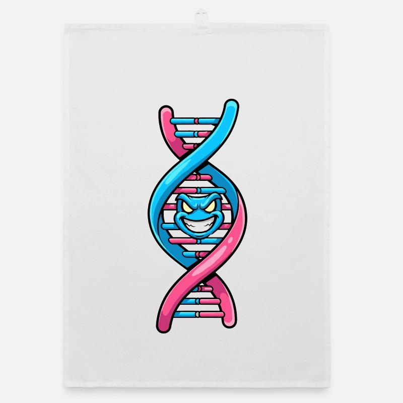 Neon-DNA mit grimmigem Gesicht Organic Geschirrtuch