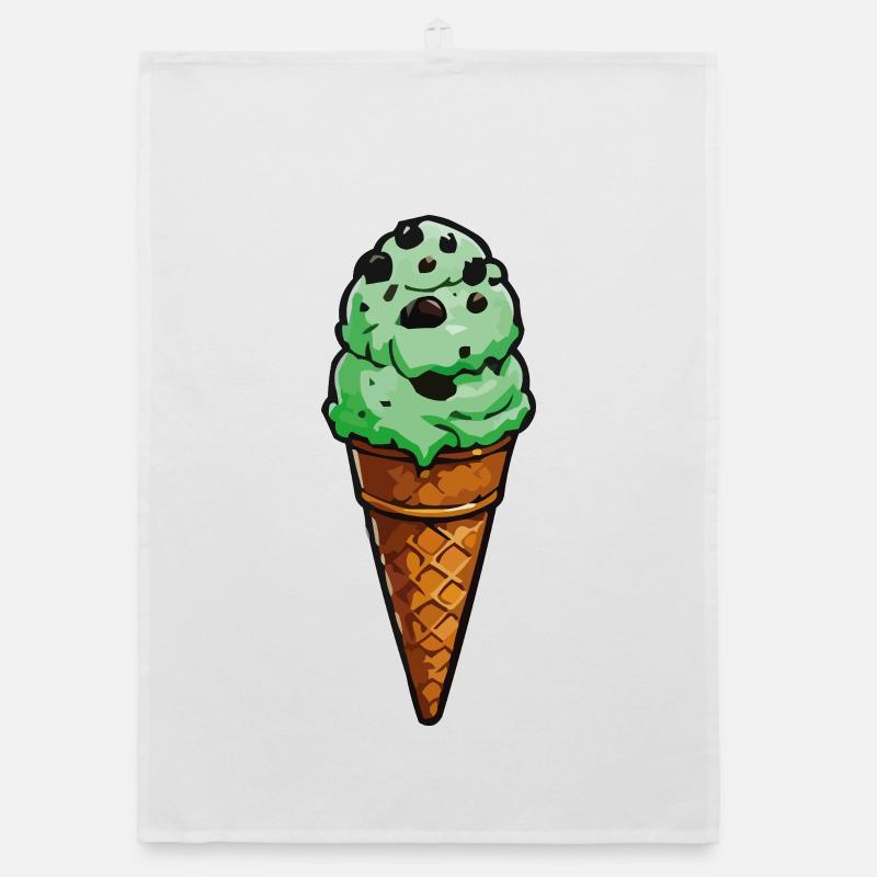 Minz-Schoko Eis-Kegel Cartoon Organic dish towel