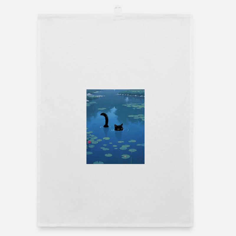 MonCat Water Lily Impressio Mon Chat le nénuphar Organic dish towel