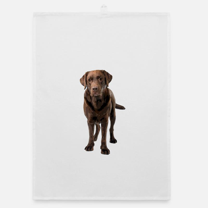 Style de bande dessinée Brown Labrador - Torchon bio - blanc