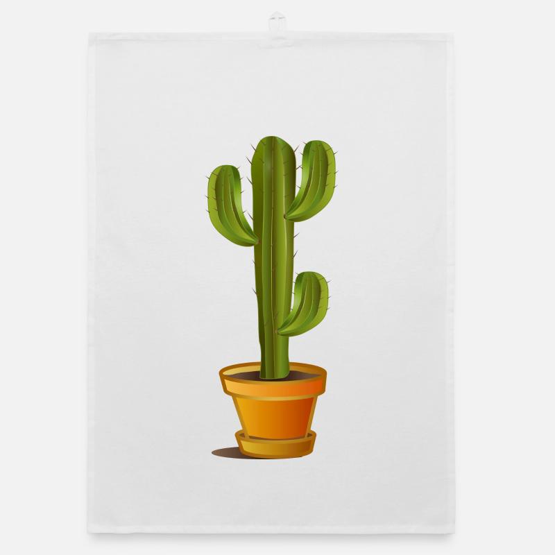 Grand cactus vert dans un pot de fleurs Torchon bio