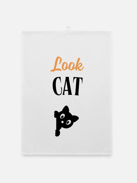 Look Cat - Torchon bio - blanc - Devant