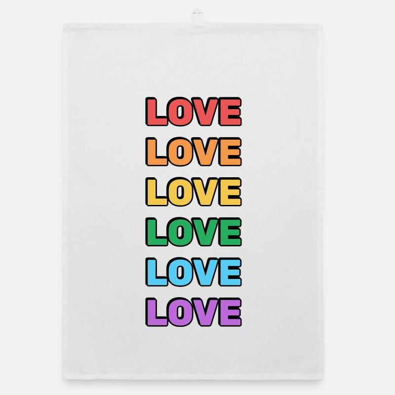 Rainbow Love Word Pattern Organic dish towel