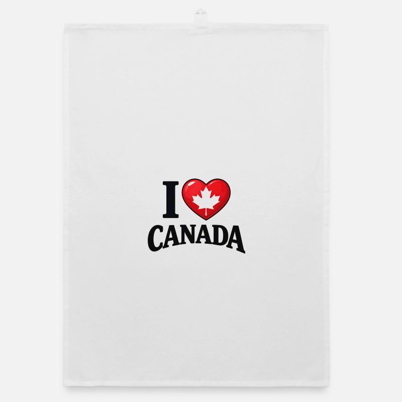 I Love Canada – Message avec feuille d'érable Torchon bio