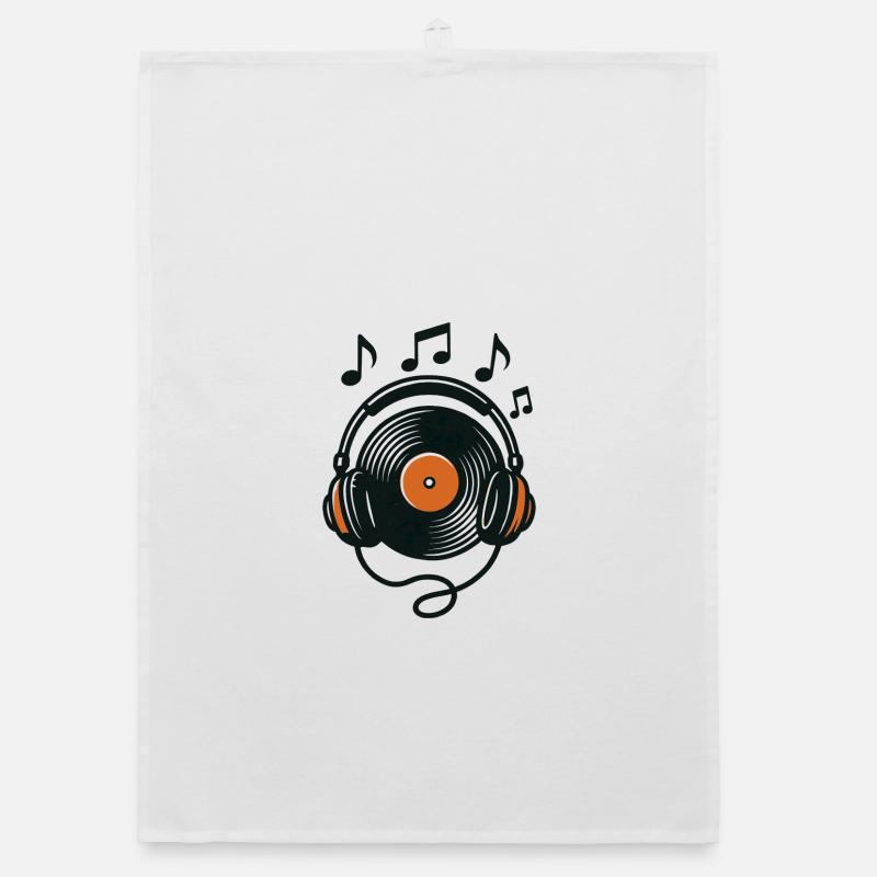 Vinyles rétro et casque audio Torchon bio