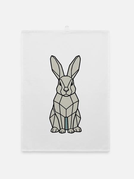 Geometrischer Hase Low Poly Modern - Organic Geschirrtuch - Weiß - Vorne