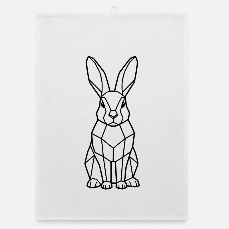 Geometric Bunny Low Poly Outline Organic dish towel
