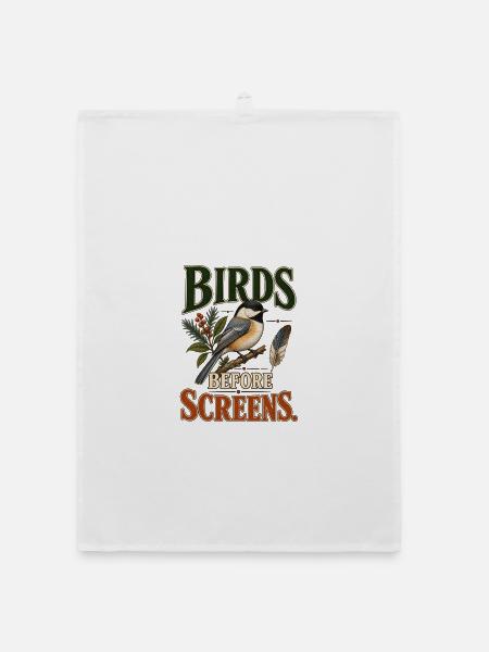 Birds Before Screens - Organic Geschirrtuch - Weiß - Vorne