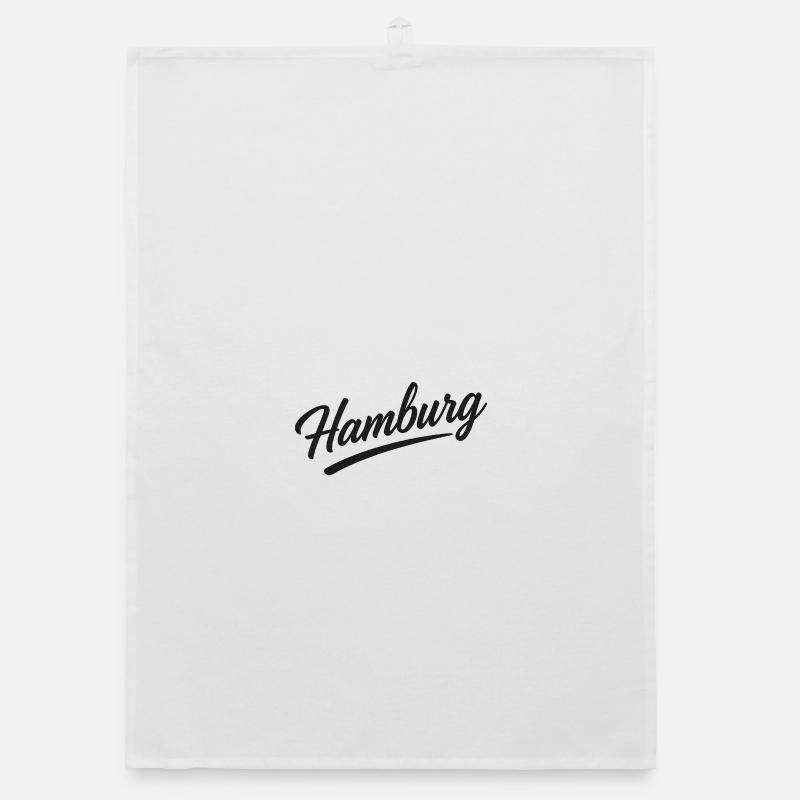 Hamburg Script City Design with Underline Organic dish towel