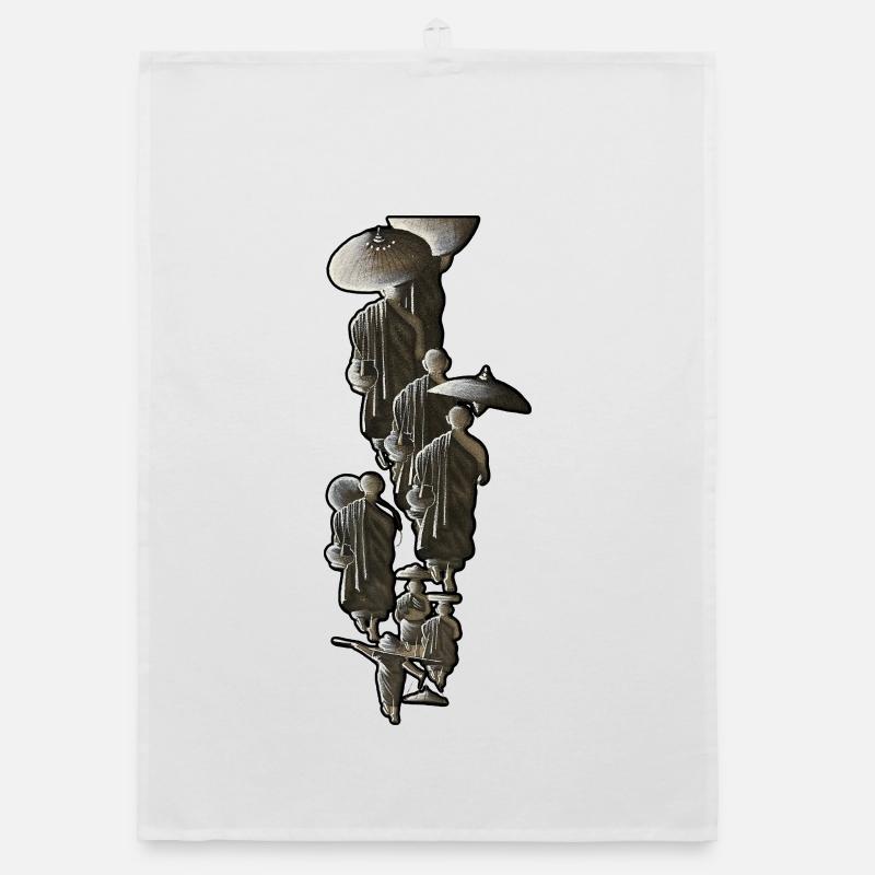 Silhouettes de geishas avec parapluies Torchon bio