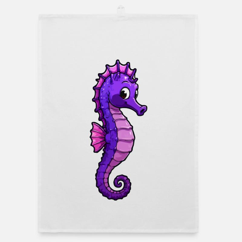 Dessin animé de l’hippocampe violet Torchon bio