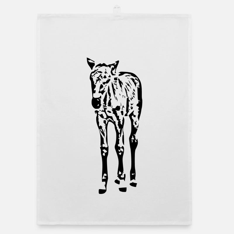 Pferde T-shirt Geschenk Reiter  - Organic Geschirrtuch - Weiß