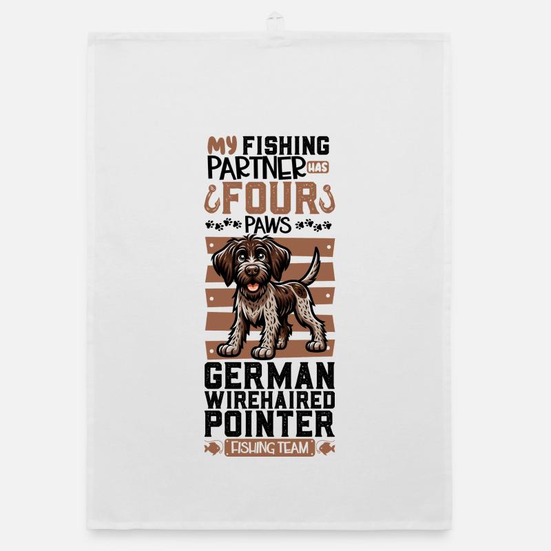Fishing and German Wirehaired Organic dish towel