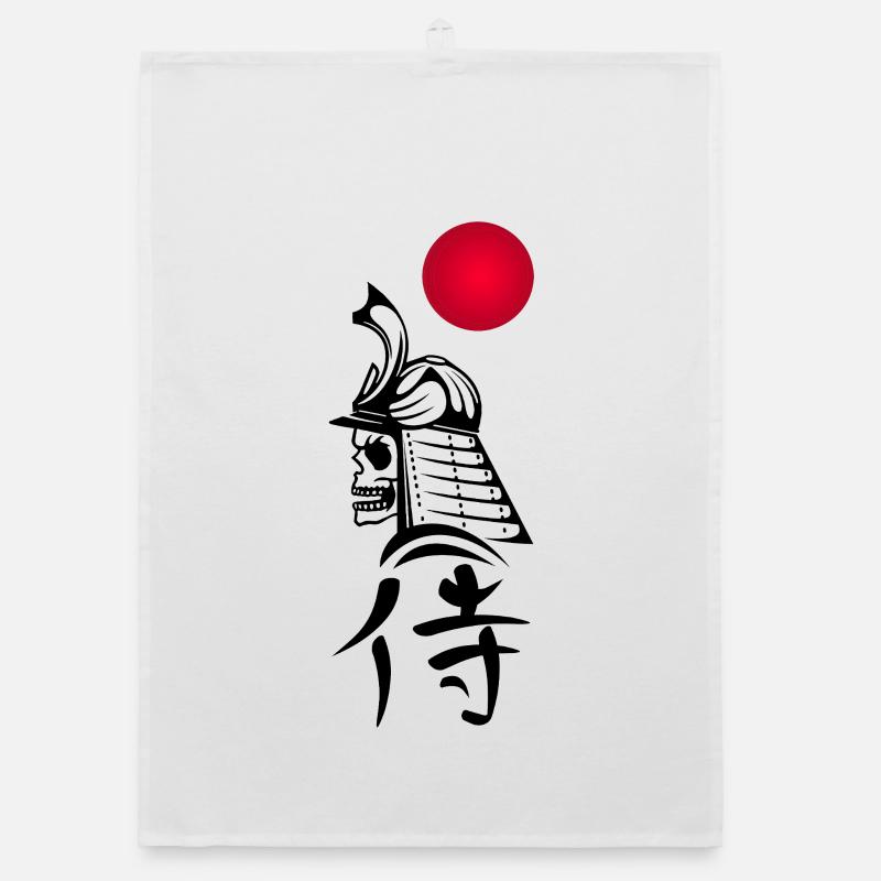 Schwarzer Samurai und Rote Sonne Organic Geschirrtuch