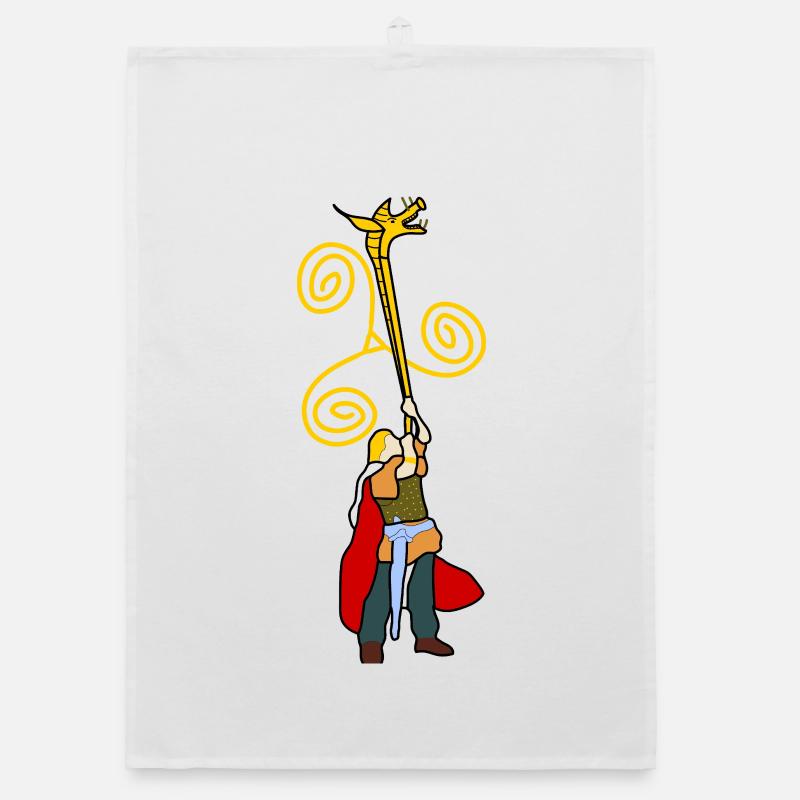Gallic warrior at Carnyx - Organic dish towel - white