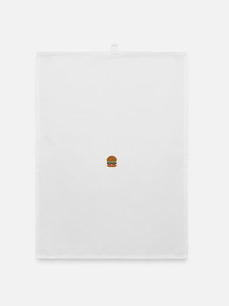 Burger brodé - Torchon bio - blanc - Devant