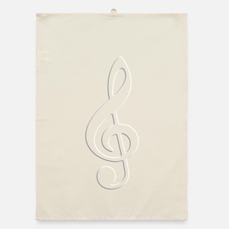 Clé de violon Note Lumière Blanche Contour Torchon bio