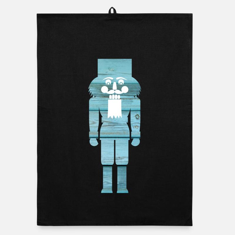 Nutcracker Wood Light Blue Grain Christmas Organic dish towel