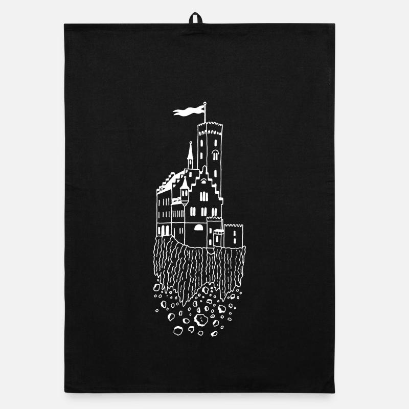 Flying Castle (White) Organic dish towel
