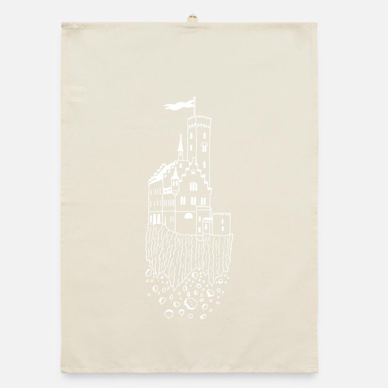 Flying Castle (White) Organic dish towel