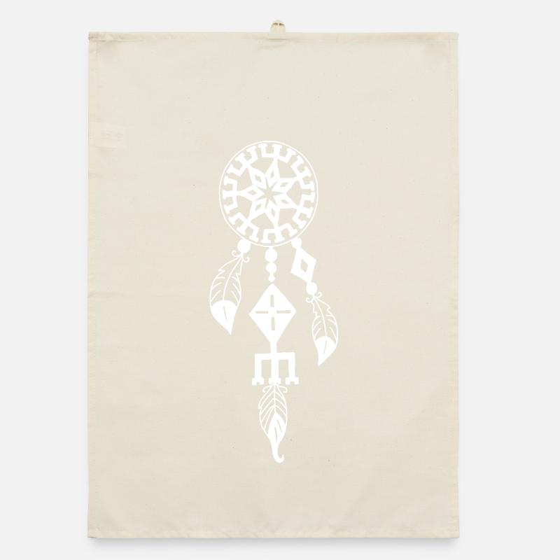 White Dreamcatcher Organic dish towel